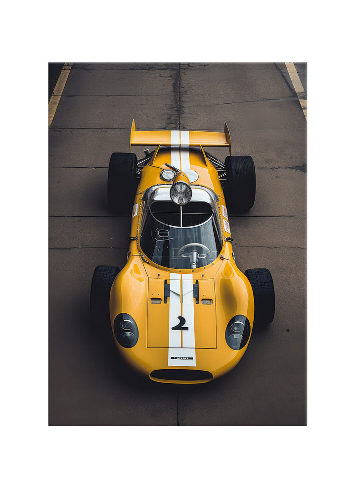 Klasik Sarı Yarış Otomobili Kanvas Tablo | Vintage Motorsporları Duvar Dekoru
