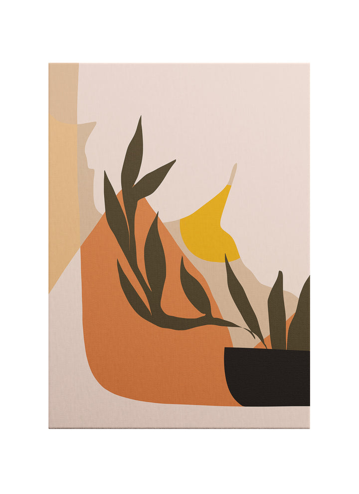 Abstract Botanik Saksı Kompozisyonu Kanvas Tablo | Modern & İskandinav