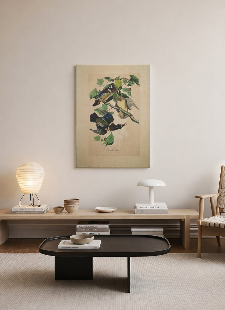 Ağaç Dalları Üzerinde Mandalina Ördekleri Kanvas Tablo