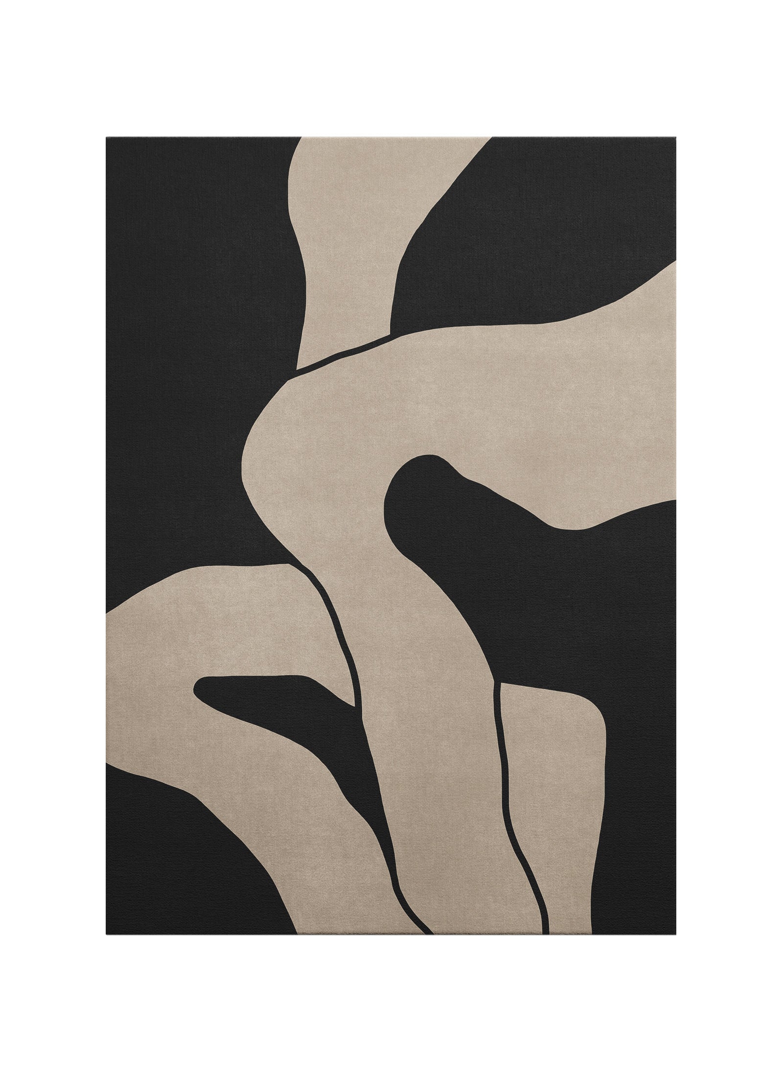 Akış Formları – Siyah & Bej Abstract Minimal Kanvas Tablo