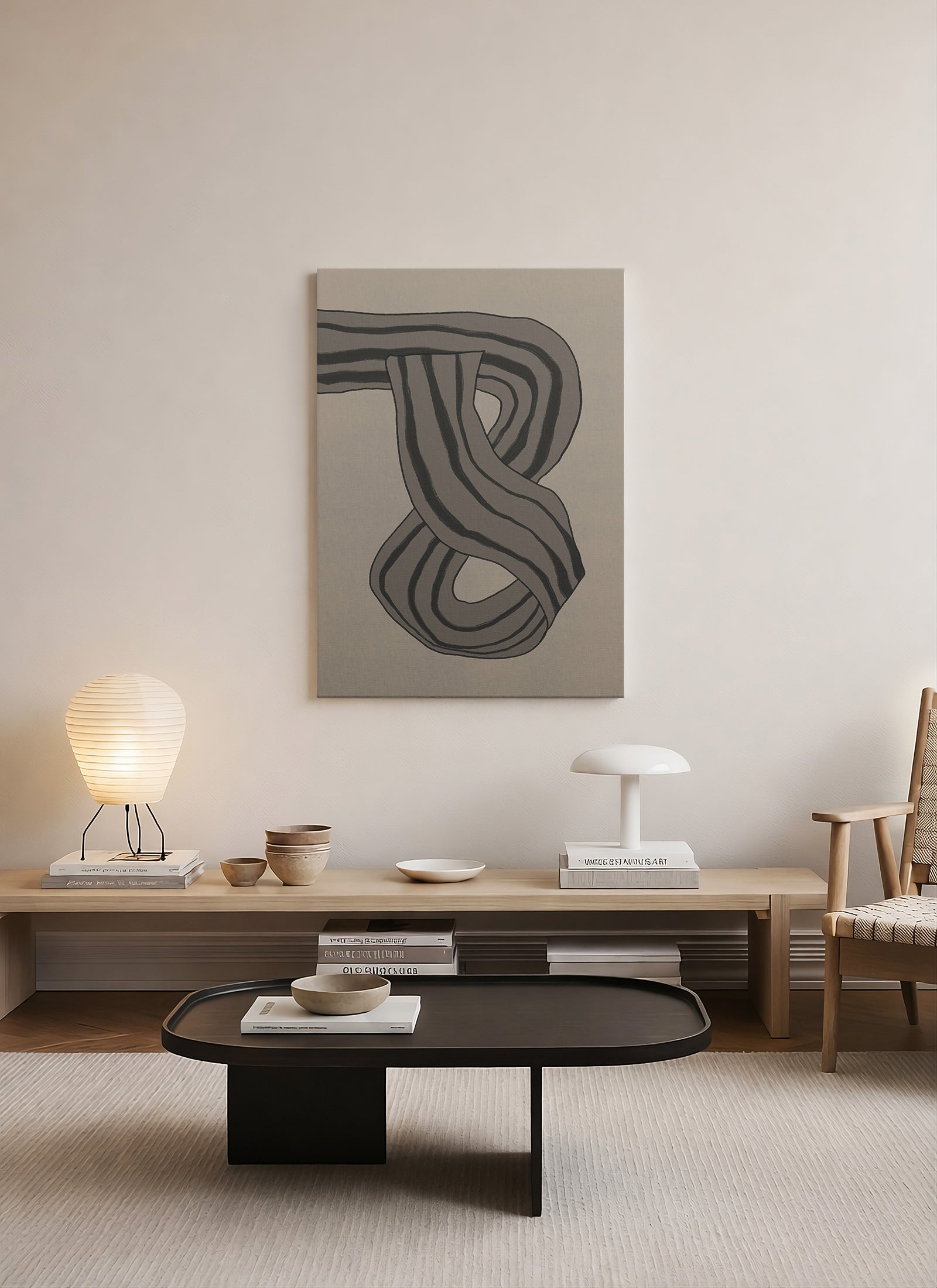 Akışkan Bağ – Minimalist Soyut Çizgi Sanatı Kanvas Tablo