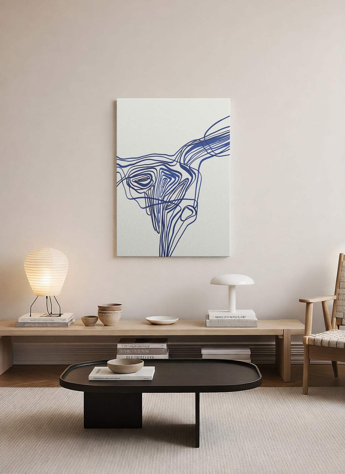 Akışkan Çizgiler – Abstract Çizgi Sanatı Kanvas Tablo | Modern Minimal