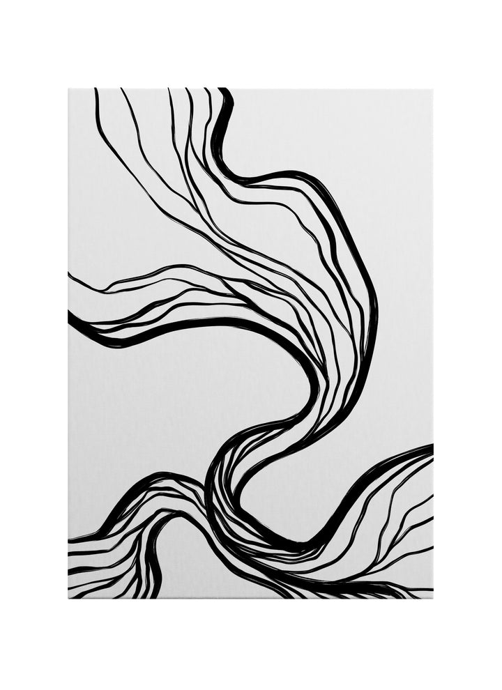 Akışkan Çizgiler – Minimal Siyah Beyaz Kanvas Tablo