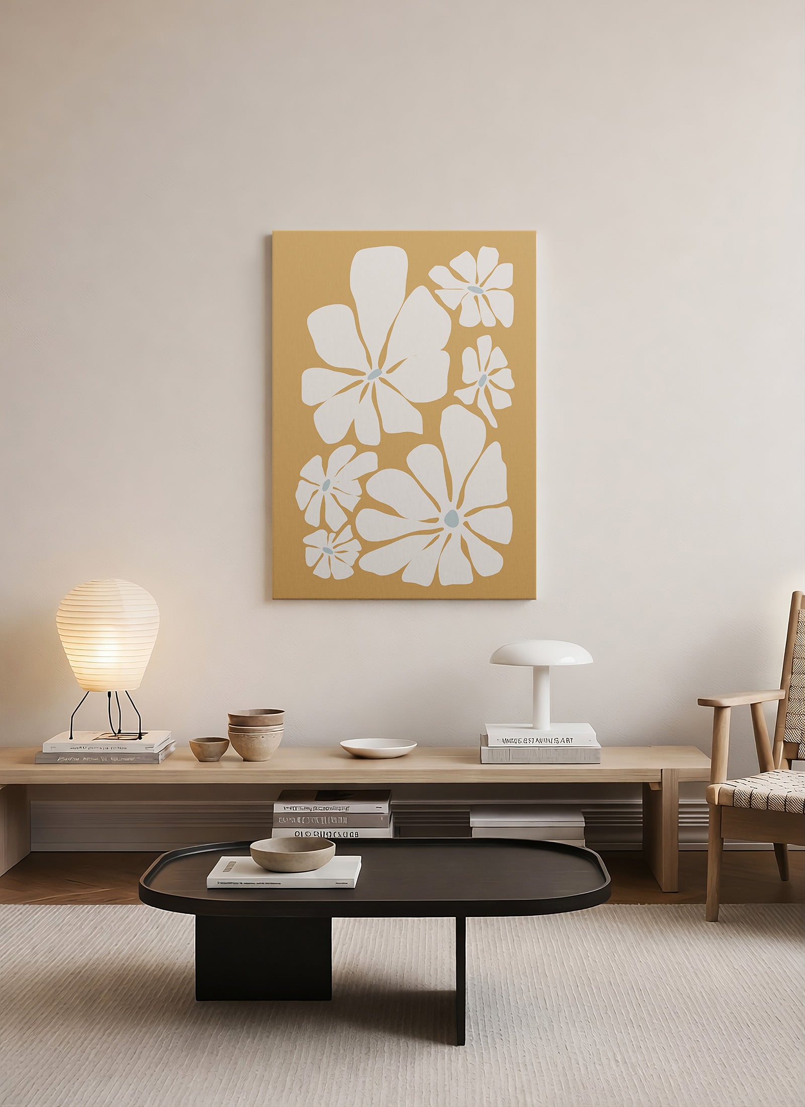 Altın Bahçe – Minimalist Botanik Kanvas Tablo