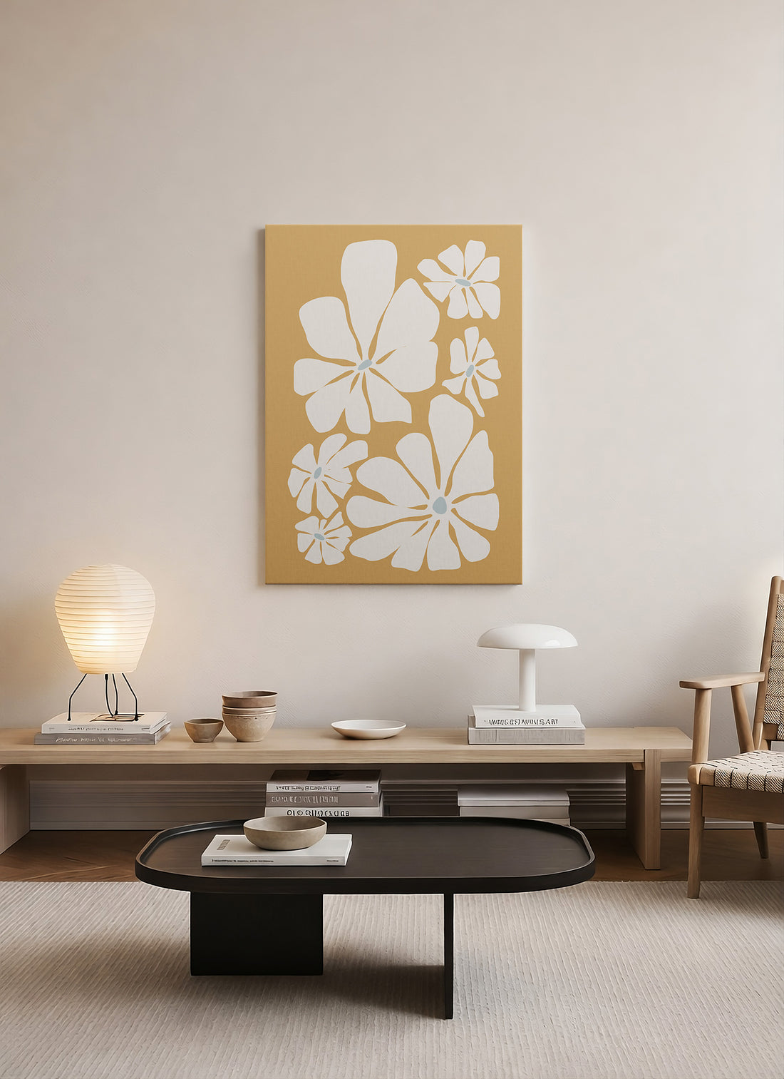 Altın Bahçe – Minimalist Botanik Kanvas Tablo