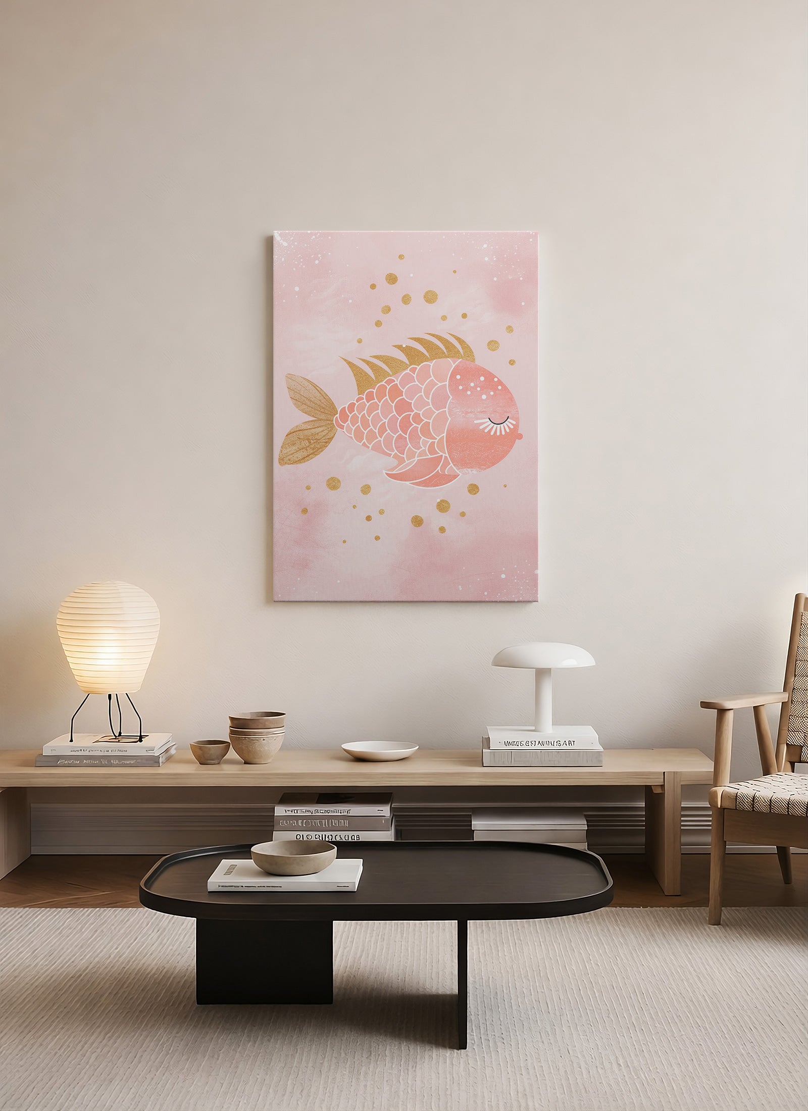 Altın Pullar Balık – Pembe Nursery Kanvas Tablo