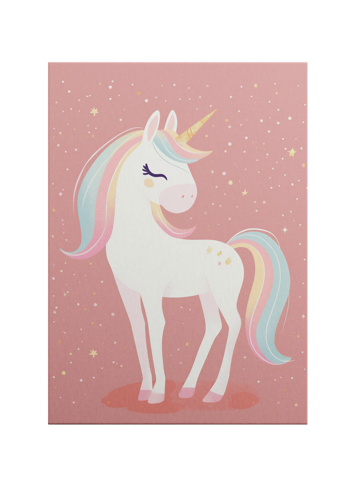 Altın Boynuzlu Pastel Unicorn Kanvas Tablo