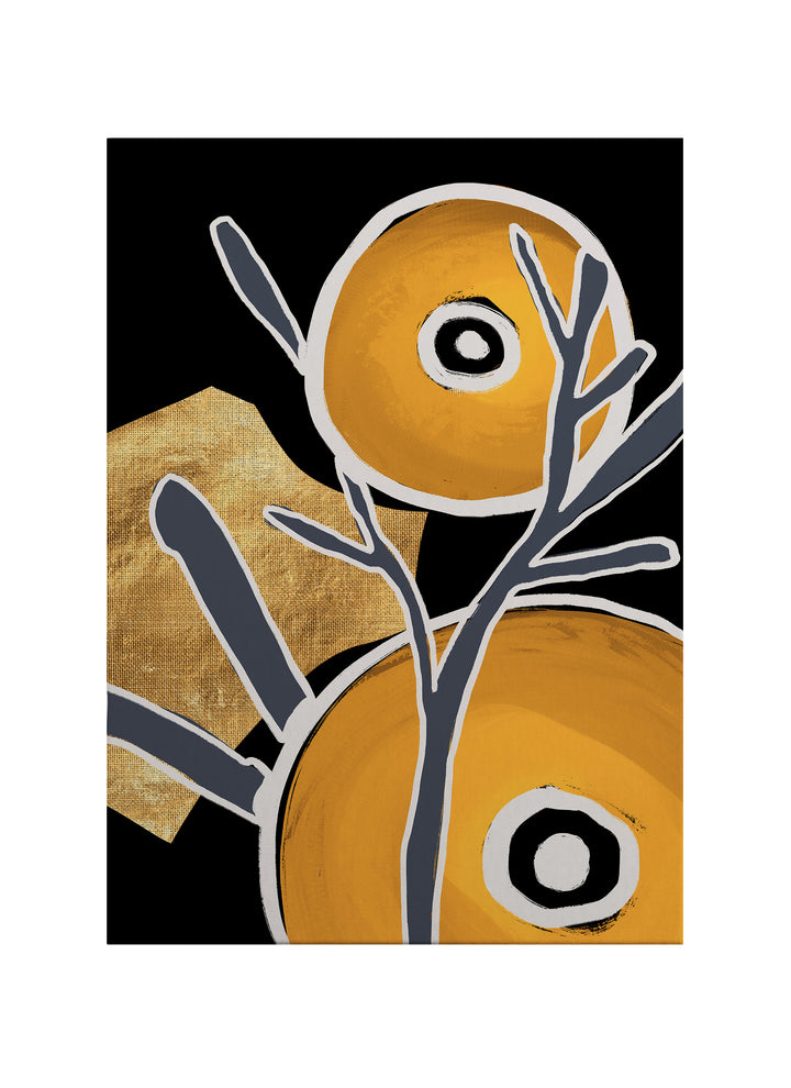 Altın Denge – Soyut Botanik Kanvas Tablo