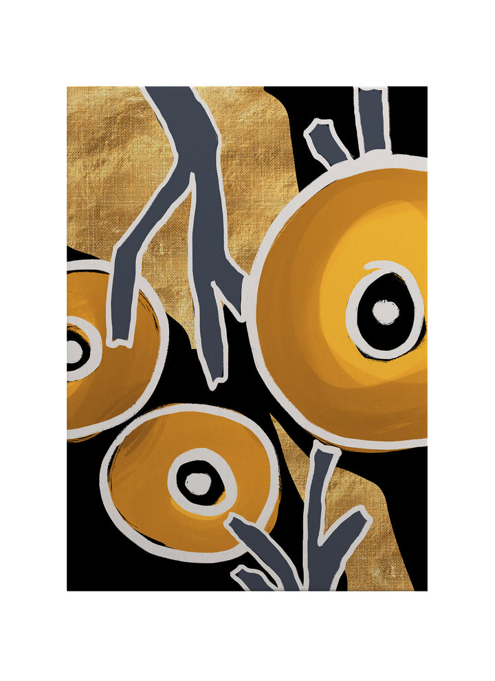 Altın Formlar – Soyut Botanik Kanvas Tablo