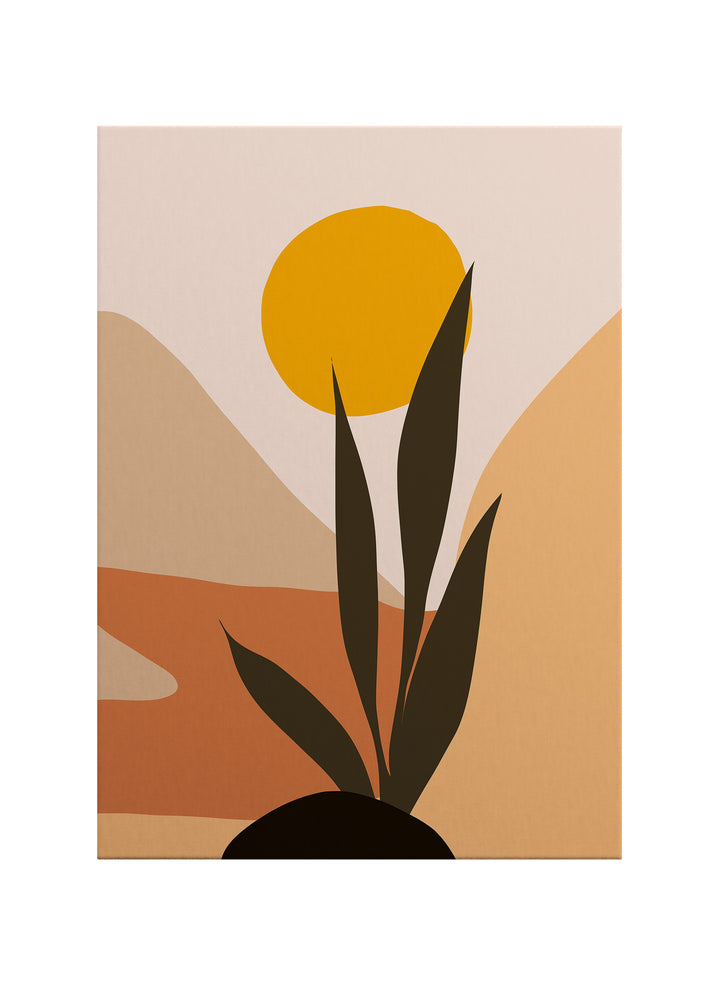 Altın Güneş – Minimalist Soyut Manzara Kanvas Tablo