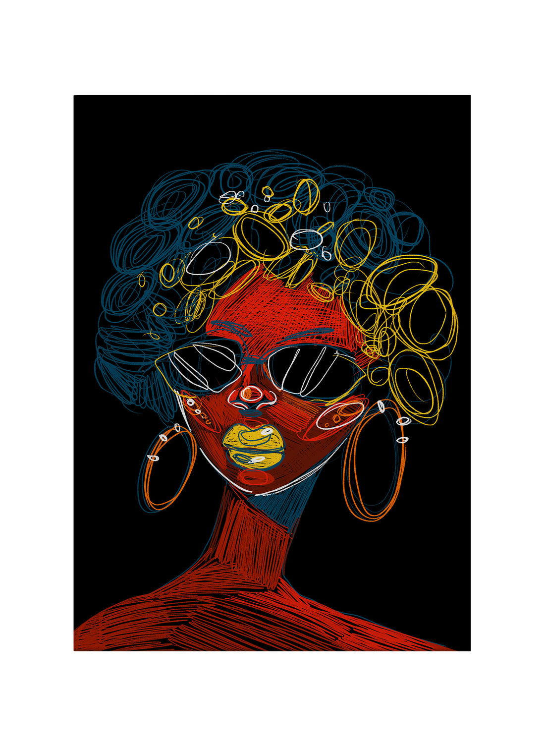 Altın Ruh – Pop Art Stil Afro Kadın Portresi Kanvas Tablo