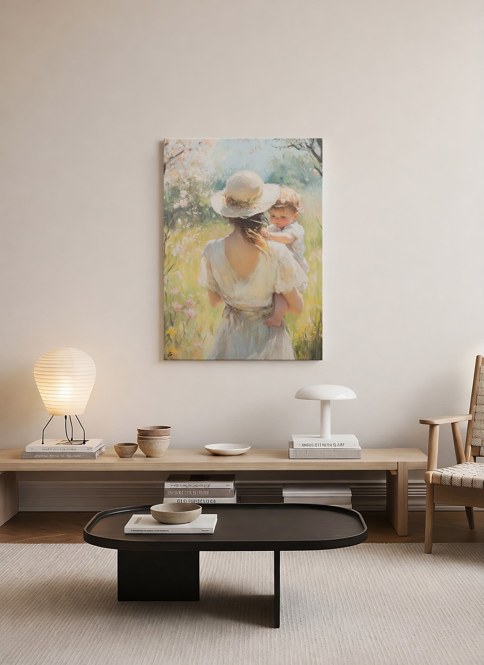 Anne ve Bebek Temalı Romantik Kanvas Tablo