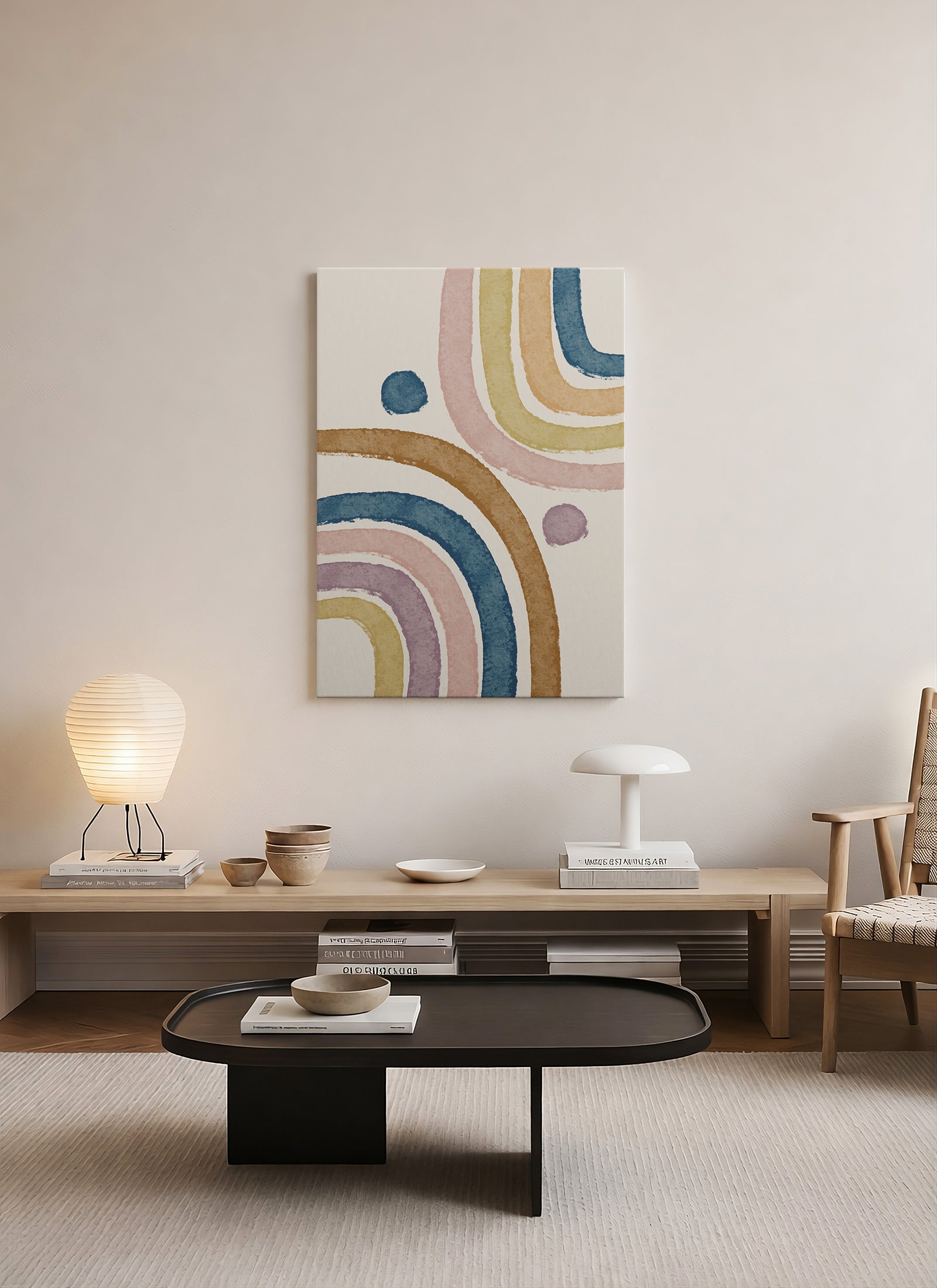 Bauhaus Soyut Gökkuşağı Kanvas Tablo | Geometrik & Minimal Duvar Sanatı