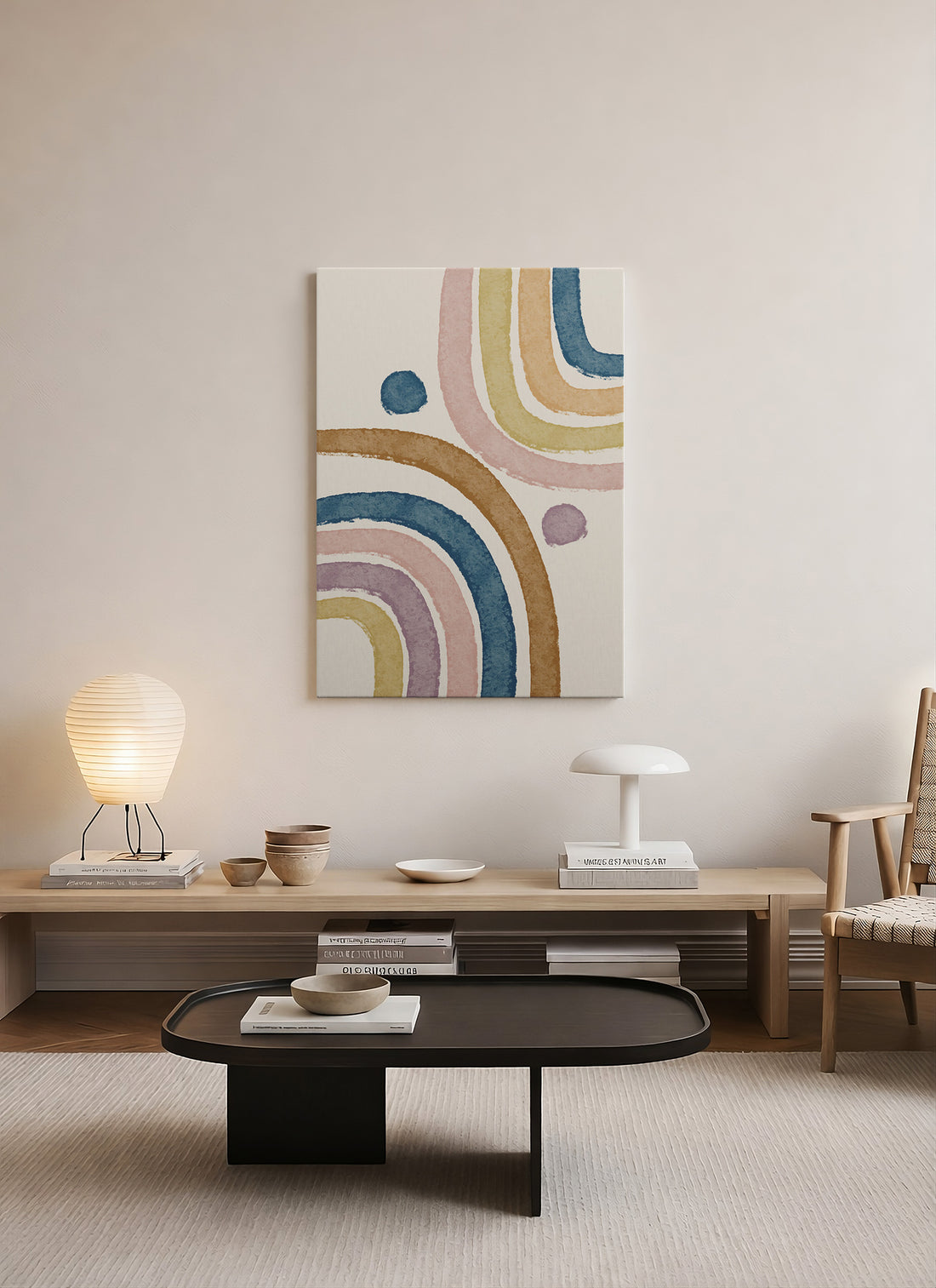Bauhaus Soyut Gökkuşağı Kanvas Tablo | Geometrik & Minimal Duvar Sanatı