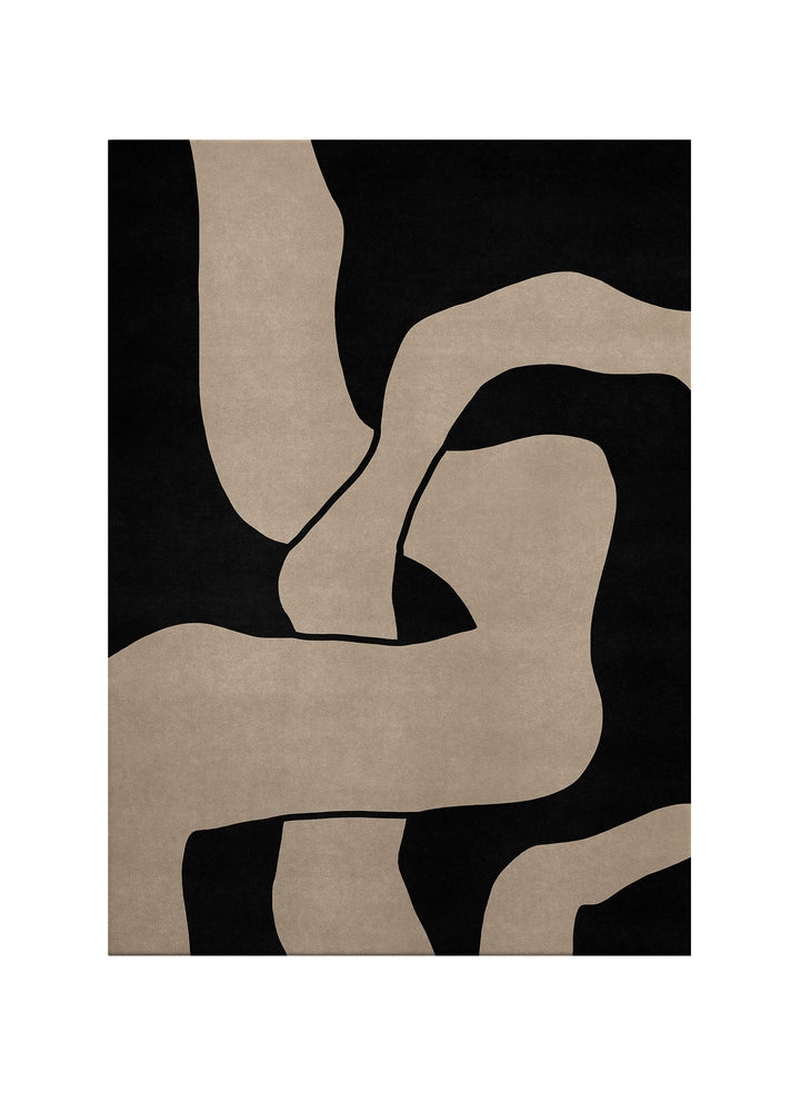 Bej ve Siyah Organik Denge Soyut Kanvas Tablo