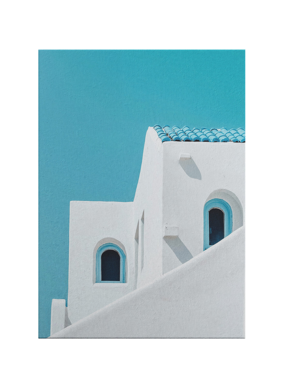 Beyaz Merdiven – Akdeniz Minimalist Mimari Kanvas Tablo