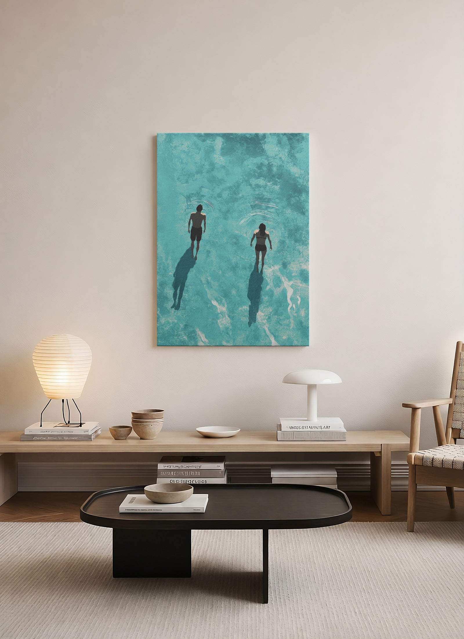Birlikte Suda – Minimalist Deniz Fotoğrafı Kanvas Tablo