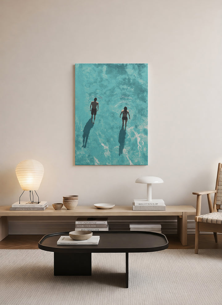 Birlikte Suda – Minimalist Deniz Fotoğrafı Kanvas Tablo