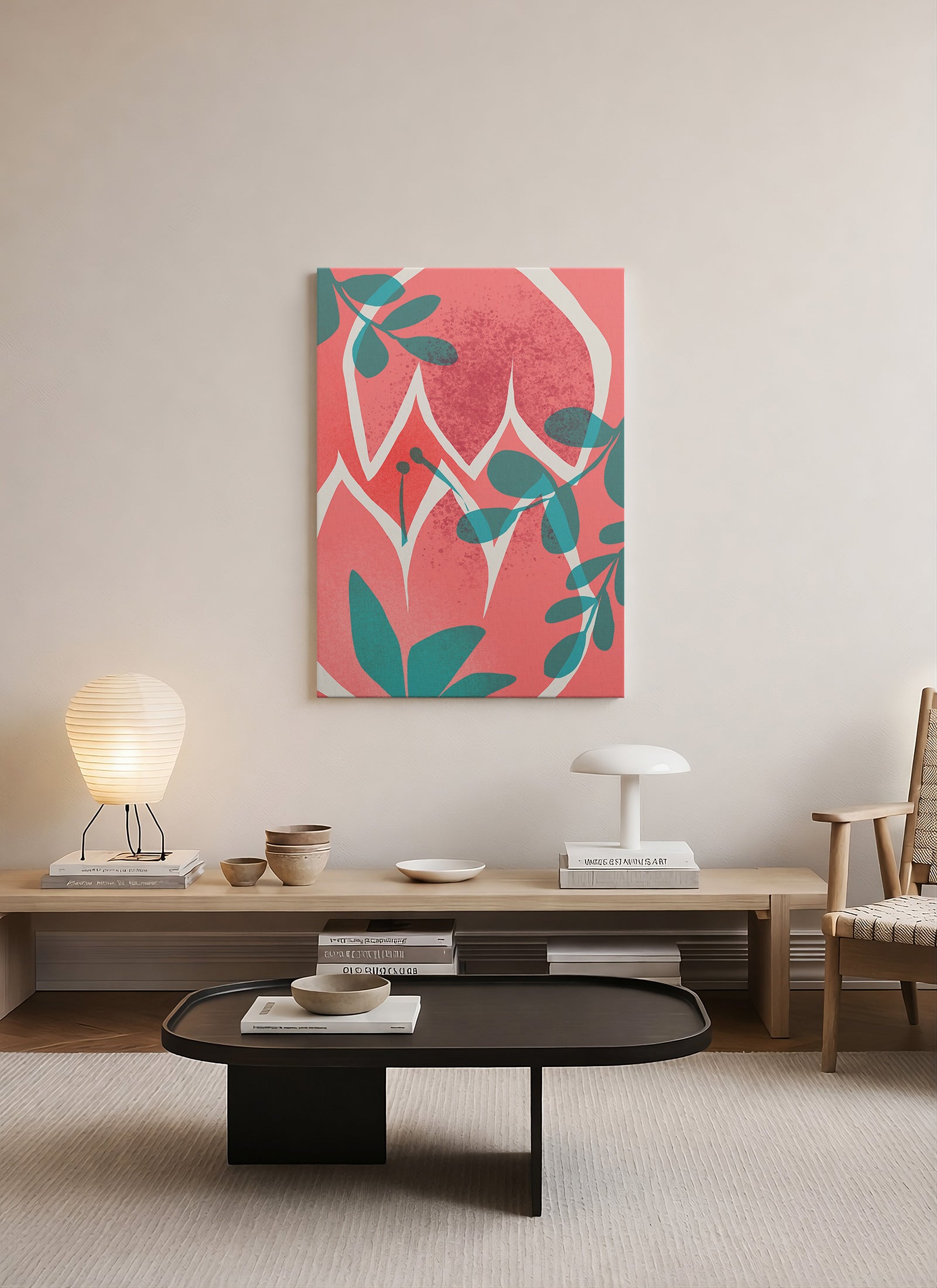 Botanik Akış – Abstract Çiçek Desenli Kanvas Tablo