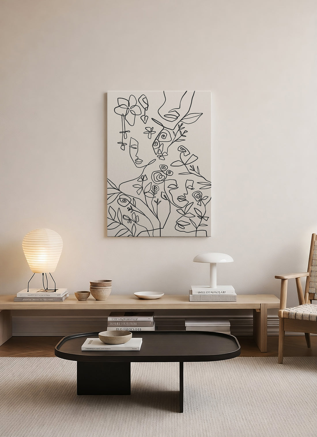 Çizgiler Arasında – Line Art Botanik Portre Kanvas Tablo