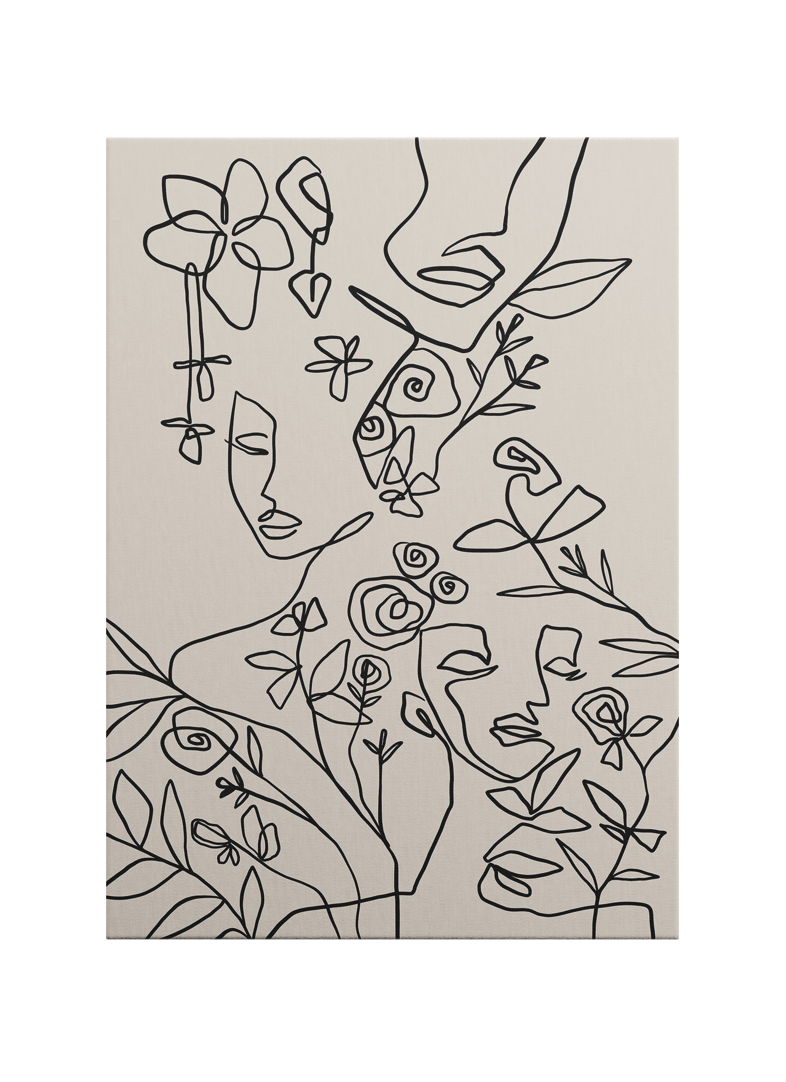 Çizgiler Arasında – Line Art Botanik Portre Kanvas Tablo