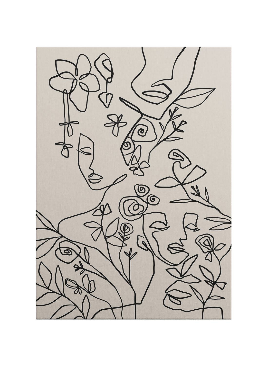 Çizgiler Arasında – Line Art Botanik Portre Kanvas Tablo
