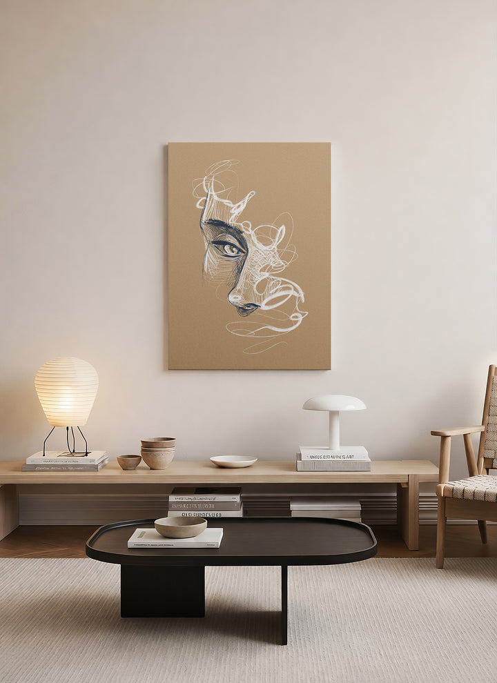 Çözülmüş Yüz – Eskiz Portre Kanvas Tablo