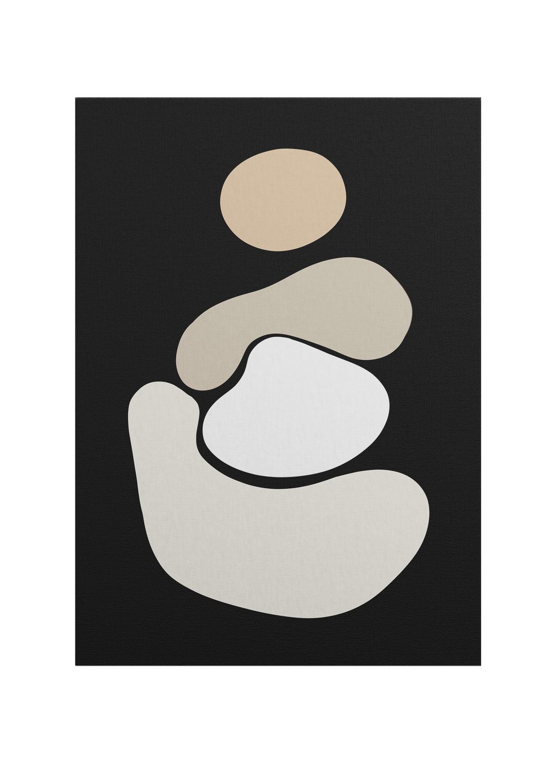Denge Formları – Siyah Zeminli Minimalist Soyut Kanvas Tablo