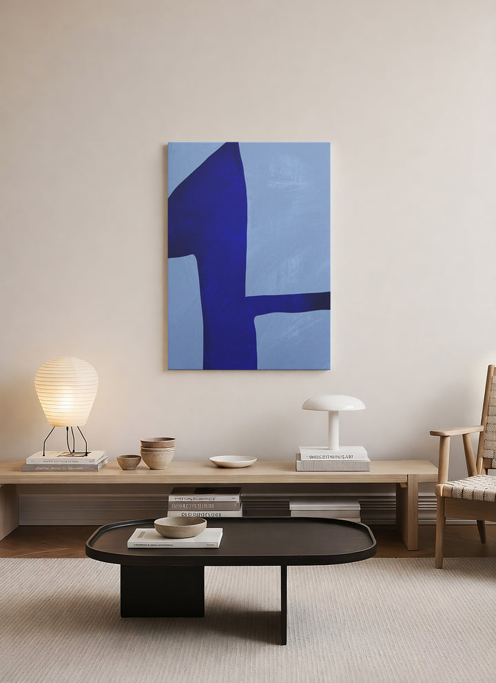Derin Mavi Denge – Soyut Minimalist Kanvas Tablo
