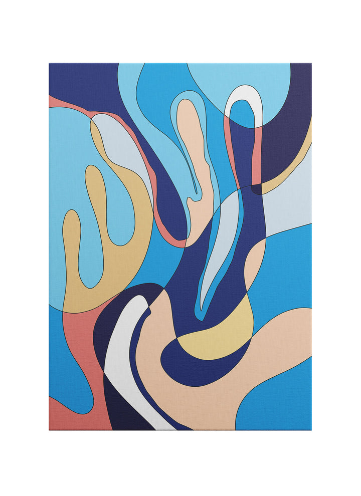 Derin Mavi Akış – Soyut Modern Kanvas Tablo