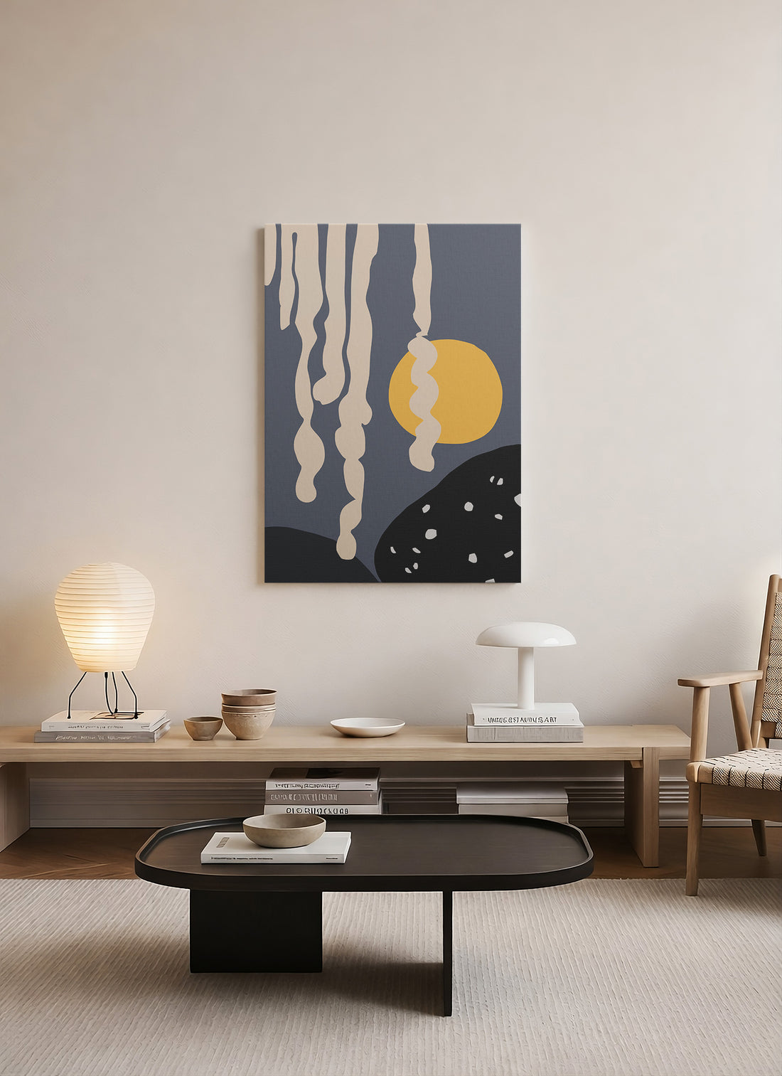 Dikey Akış – Soyut Minimalist Kanvas Tablo
