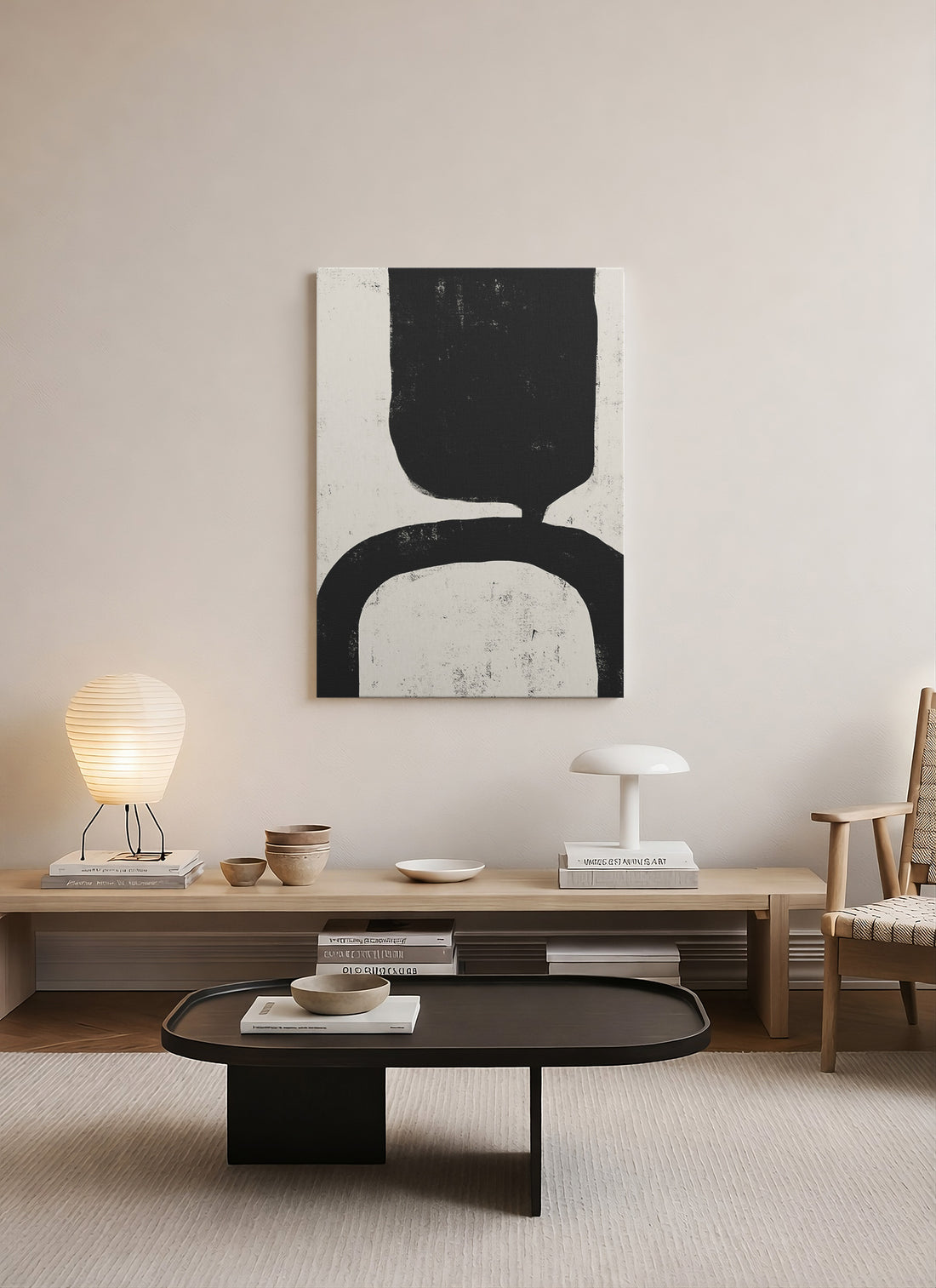 Dikey Denge – Soyut Minimalist Kanvas Tablo