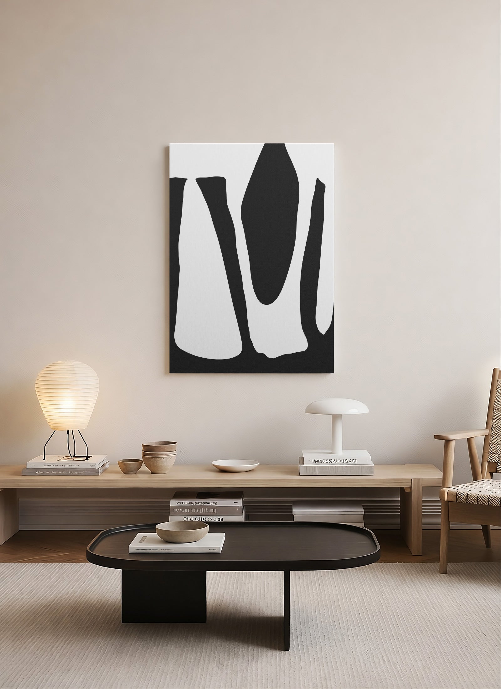 Dikey Formlar – Minimalist Siyah Beyaz Kanvas Tablo