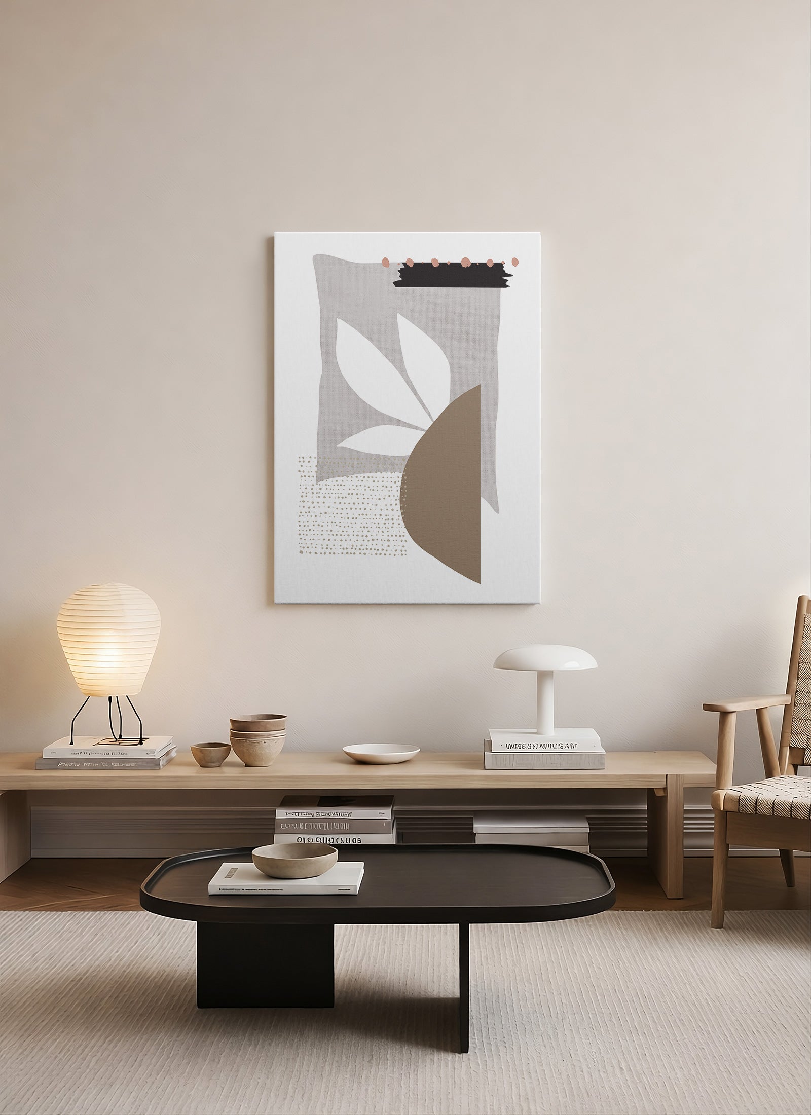Doğal Denge – Soyut Botanik Minimalist Kanvas Tablo