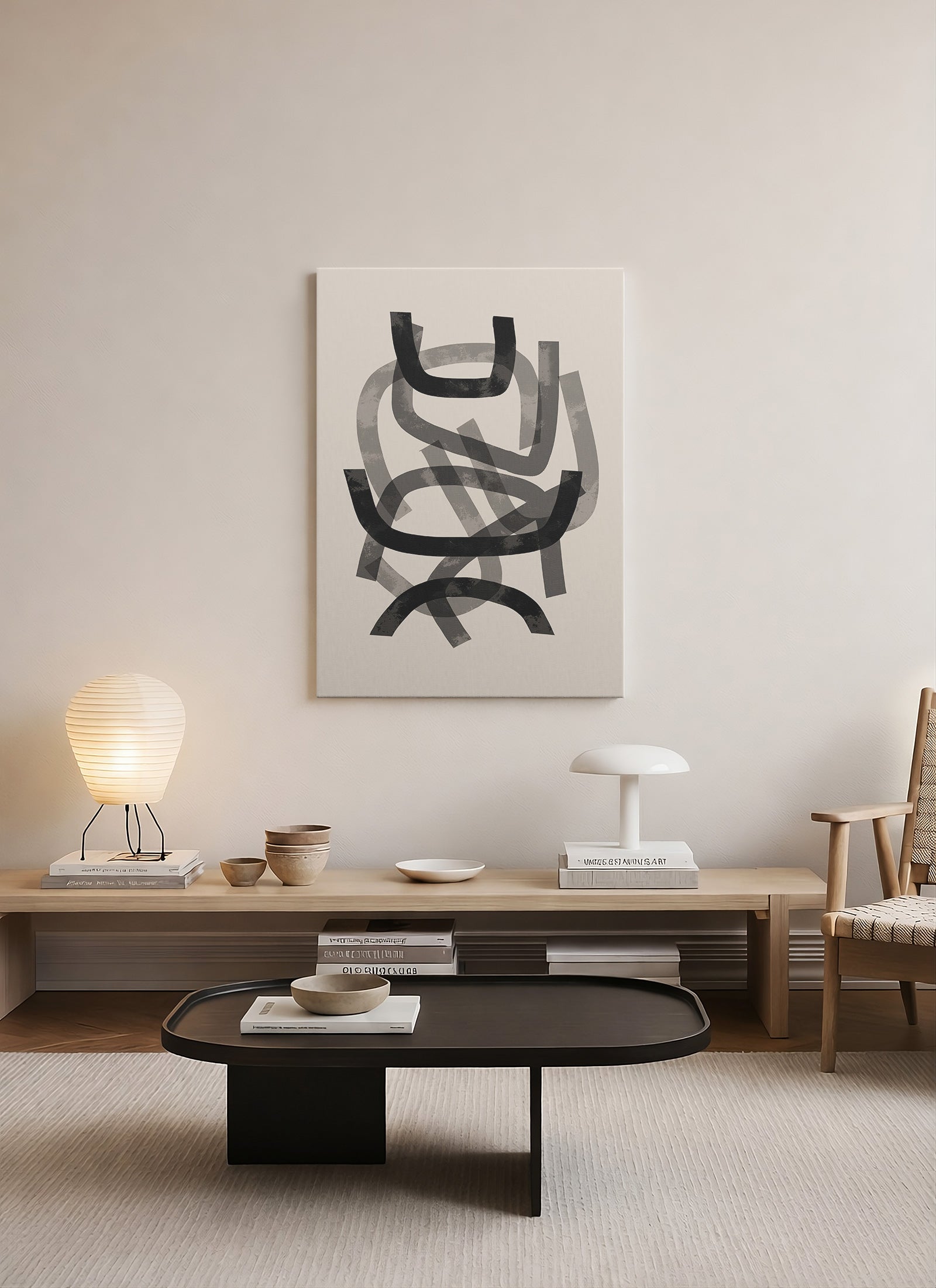 Düğümlü Akış – Modern Minimalist Soyut Kanvas Tablo