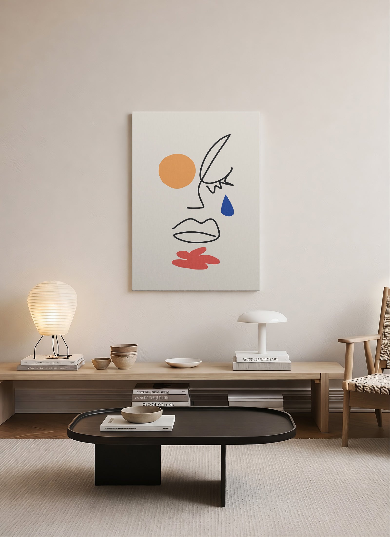 Duygusal Yüz – Minimalist Çizgi Sanatı Kanvas Tablo