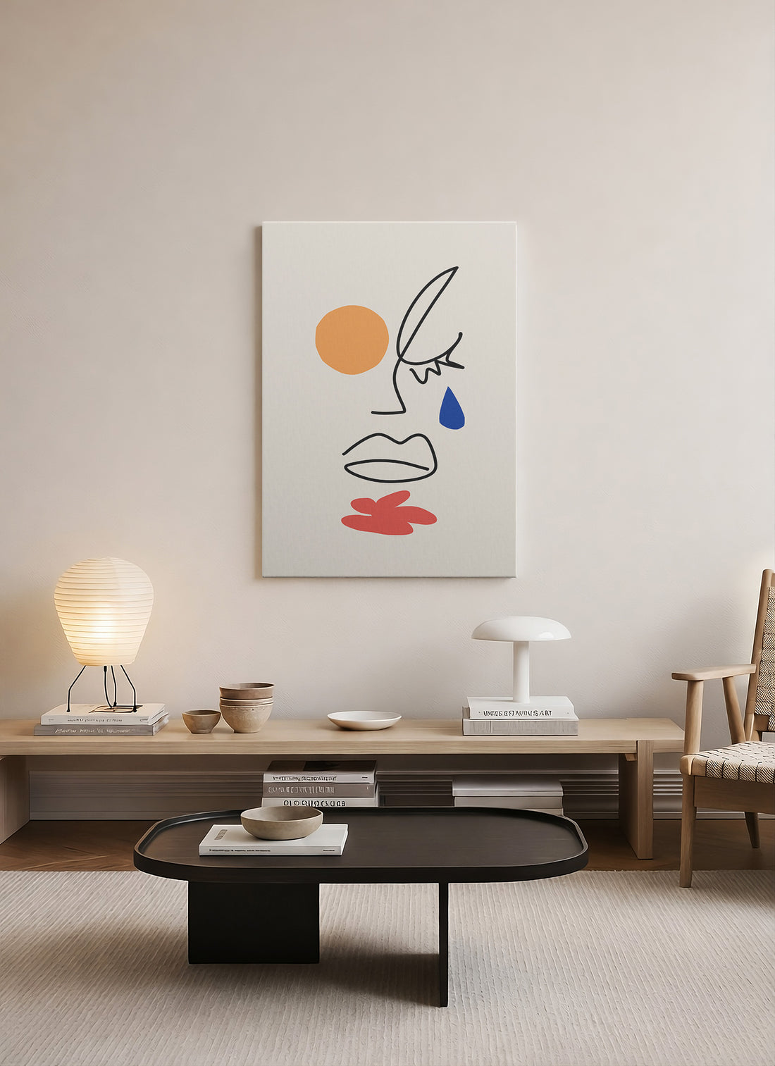 Duygusal Yüz – Minimalist Çizgi Sanatı Kanvas Tablo