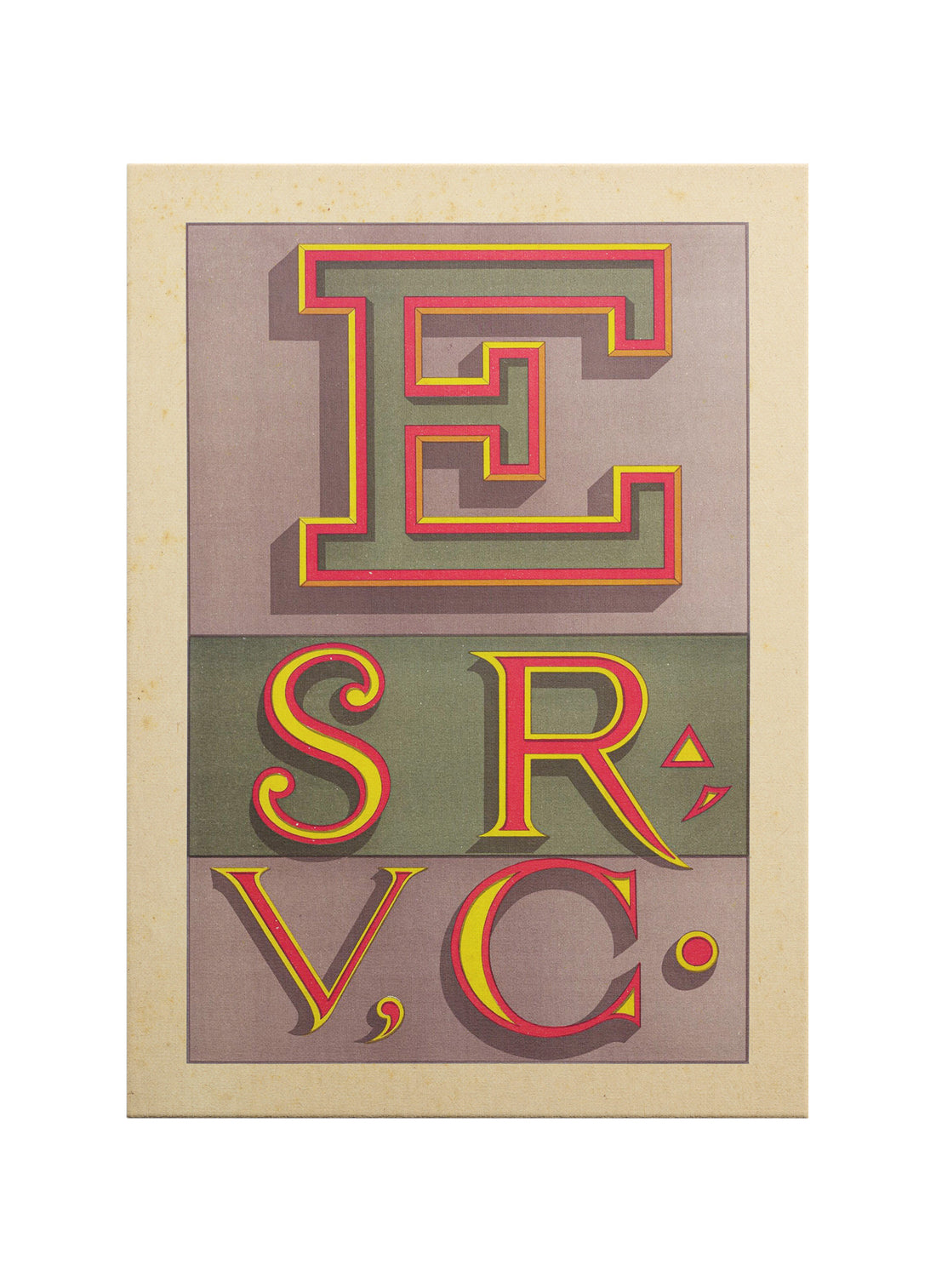 ESRVC Retro Tipografi Kanvas Tablo | Geometrik Harf Sanatı