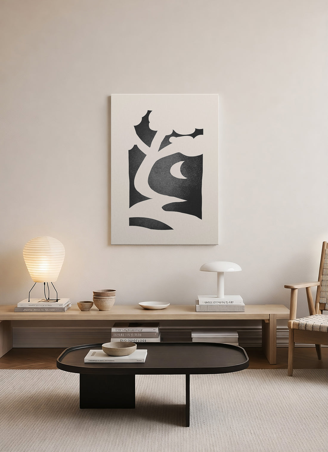 Gece Yolu – Minimal Siyah Beyaz Kanvas Tablo