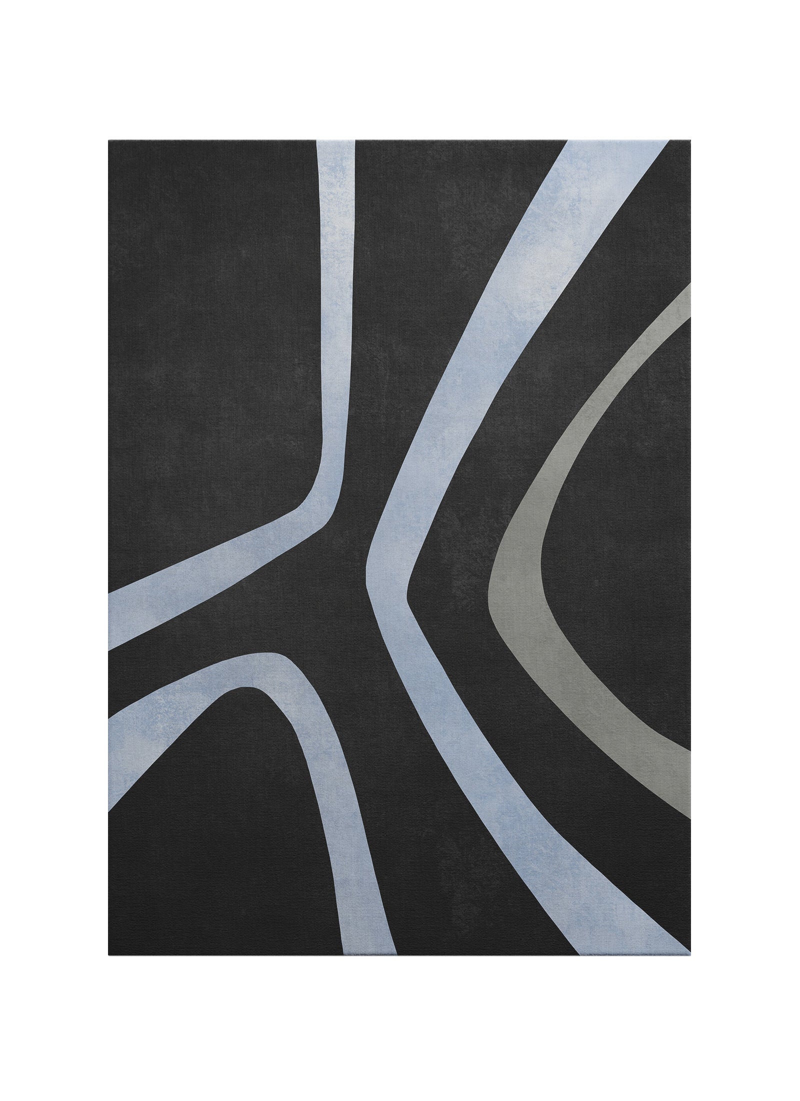 Gece Akışı – Siyah & Soğuk Gri Abstract Minimal Kanvas Tablo