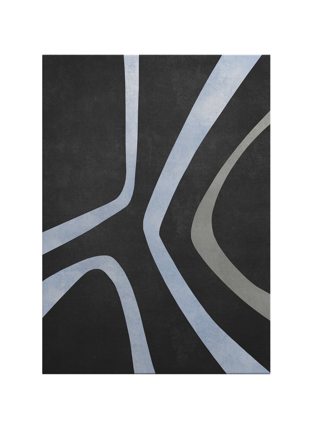 Gece Akışı – Siyah & Soğuk Gri Abstract Minimal Kanvas Tablo