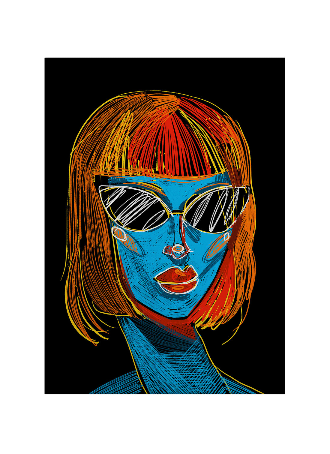 Geceye Bakan – Pop Art Stil Soyut Kadın Portresi Kanvas Tablo