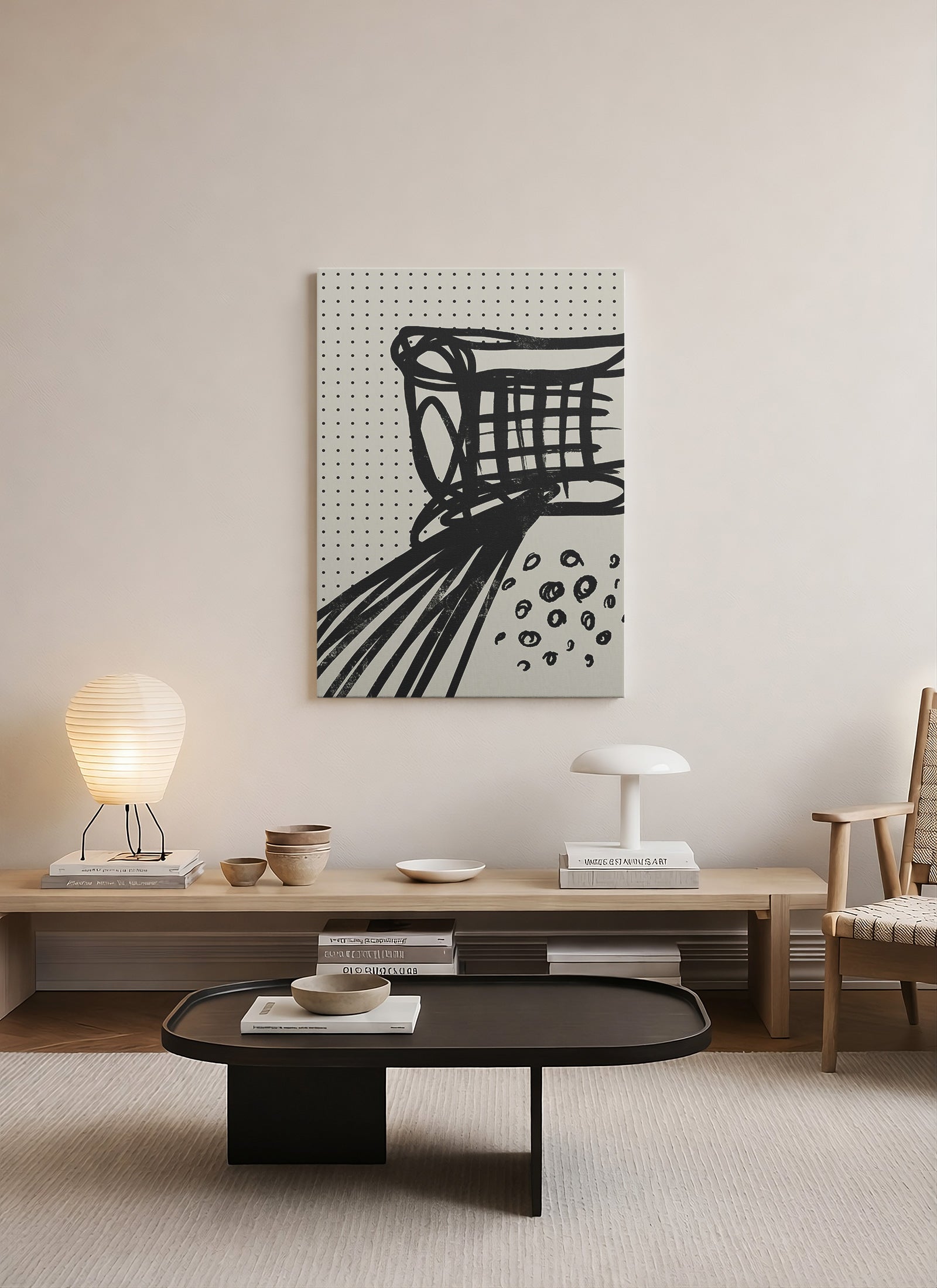 Grafik Doku – Siyah Beyaz Abstract Kanvas Tablo | Modern