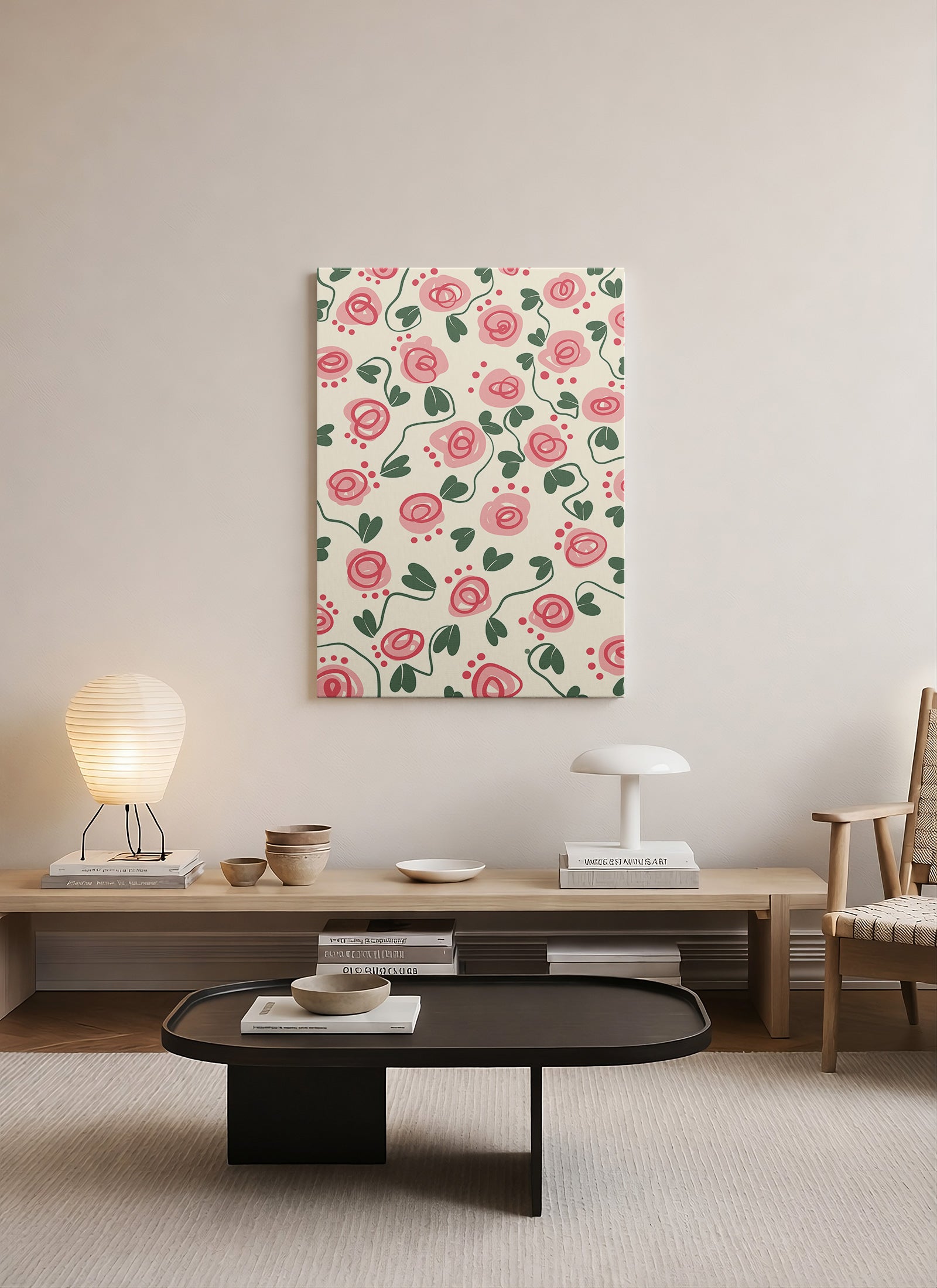 Gül Bahçesi – Dekoratif Floral Pattern Kanvas