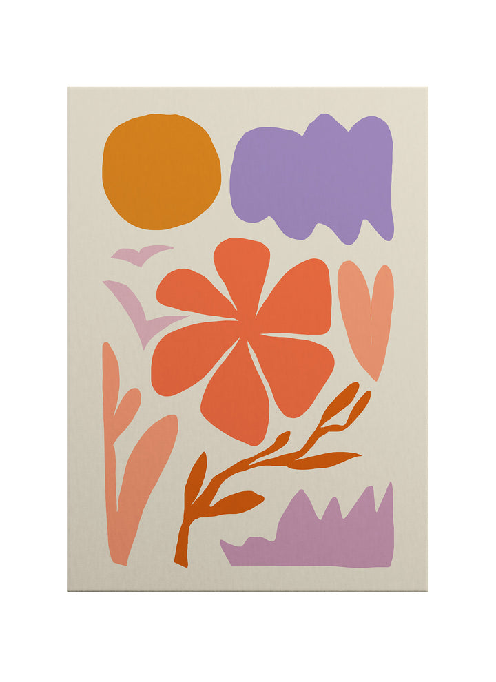 Güneşli Bahçe – Soyut Botanik Minimalist Kanvas Tablo