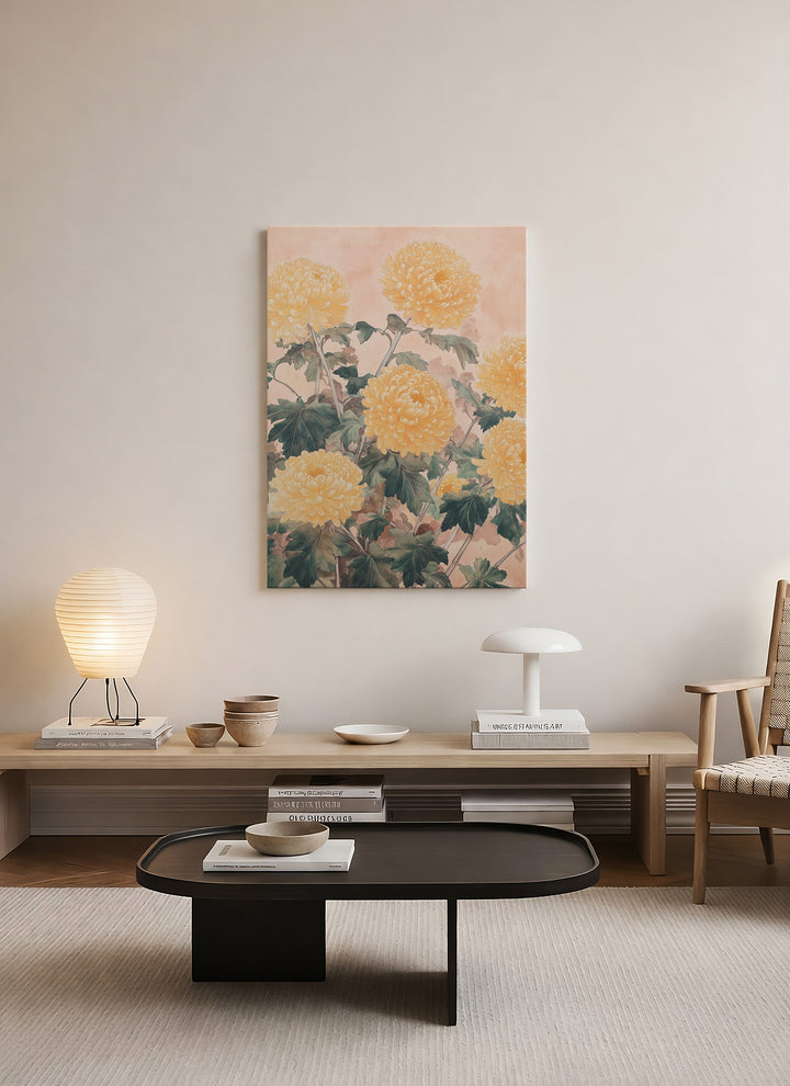 Hardal Krizantem Çiçekleri Kanvas Tablo