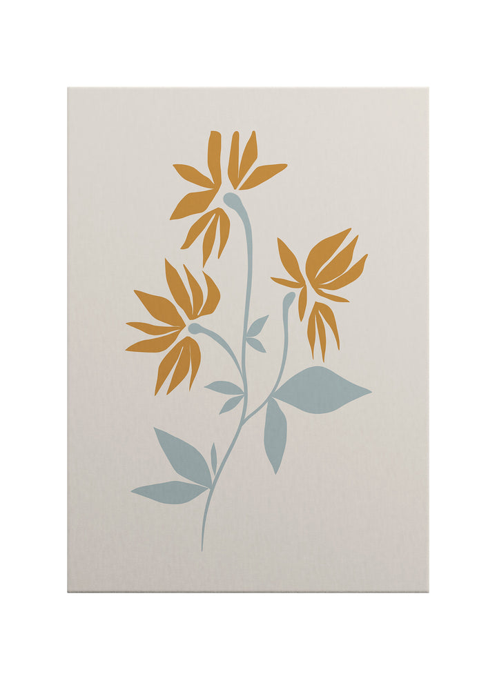 Hardal Çiçekler Minimal Botanik Kanvas Tablo