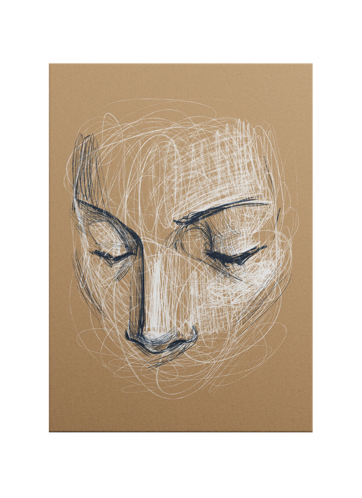 İçsel Sessizlik – Modern Çizgi Portre Kanvas Tablo