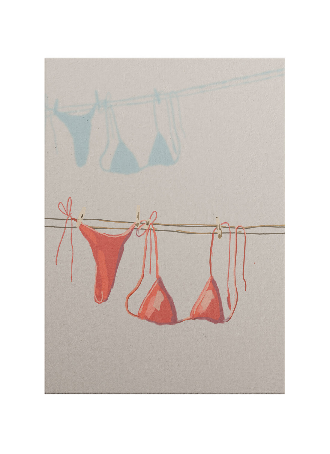 İpte Asılı Bikini Yaz Temalı Minimalist Kanvas Tablo