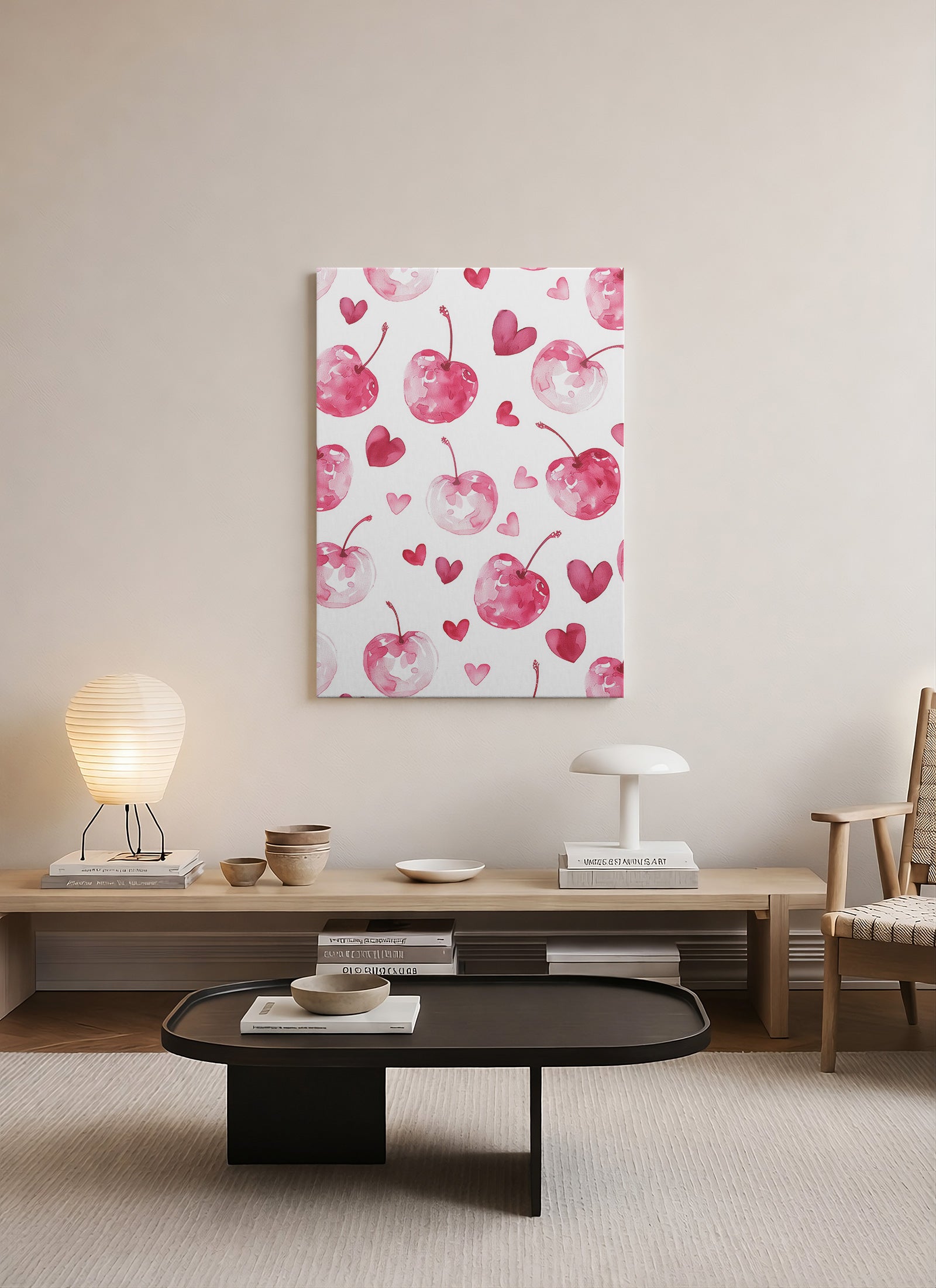 Kalpli Sulu Boya Kiraz Kanvas Tablo